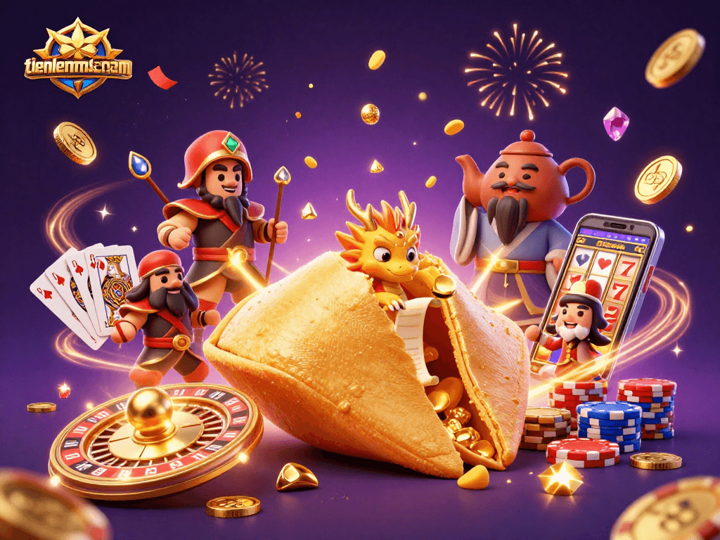 Engage with exciting casino gameplay on tienlenmiennam with captivating golden gems and festive energy.