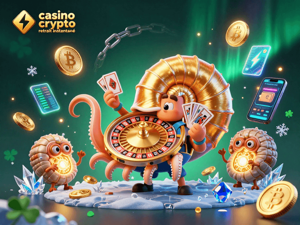 Effectuez rapidement un retrait sur un casino crypto retrait instantané grâce au nautilus géant et aux pièces de crypto-monnaie scintillantes.