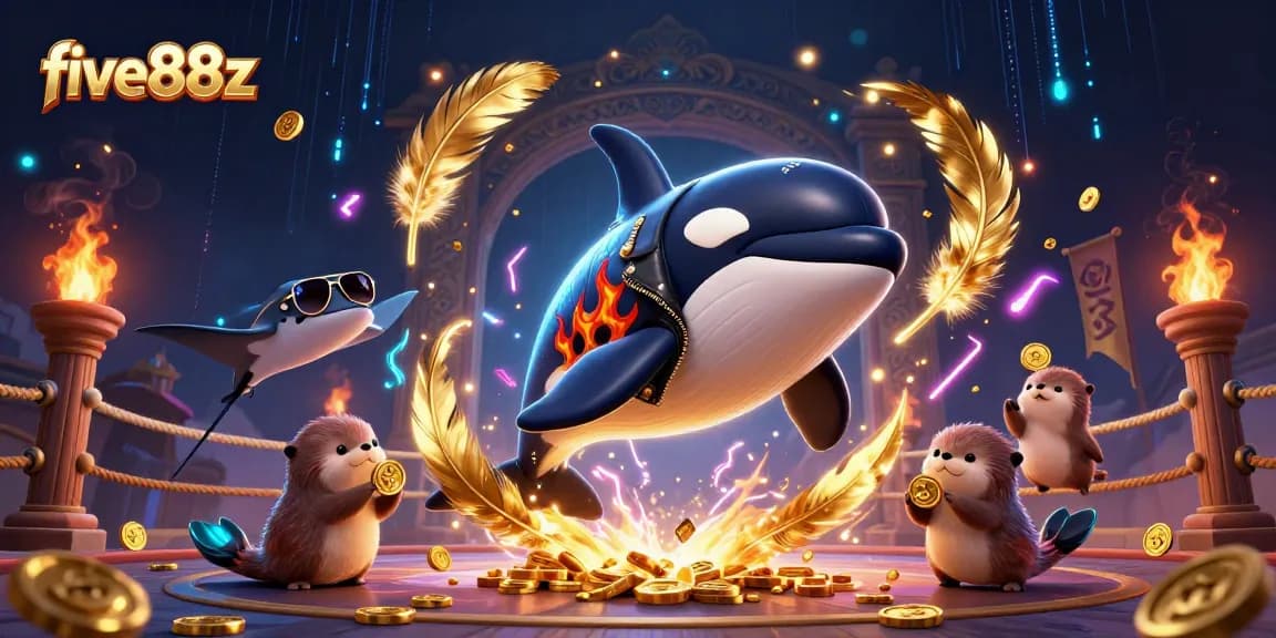 Experience thrilling gaming action with five88z in this vibrant 3D casino scene