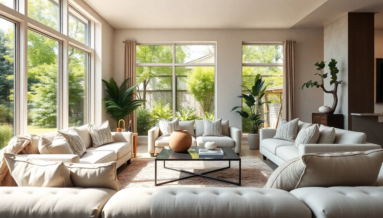 Capture of a Real Estate Photographer working in a beautifully staged living room with natural light.