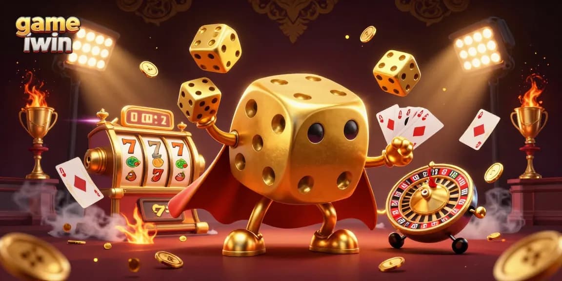 Play the engaging game iwin with a vibrant, dynamic casino-themed illustration.