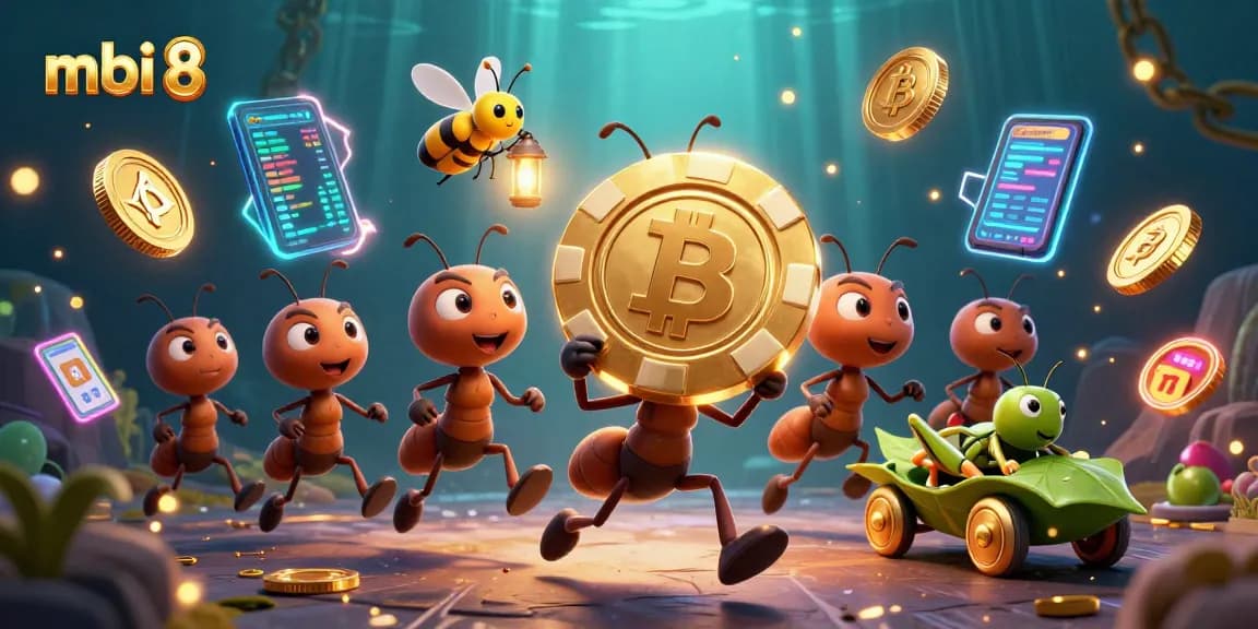Join the excitement at mbi 8, as ants carry a giant poker chip through a casino tunnel filled with games.