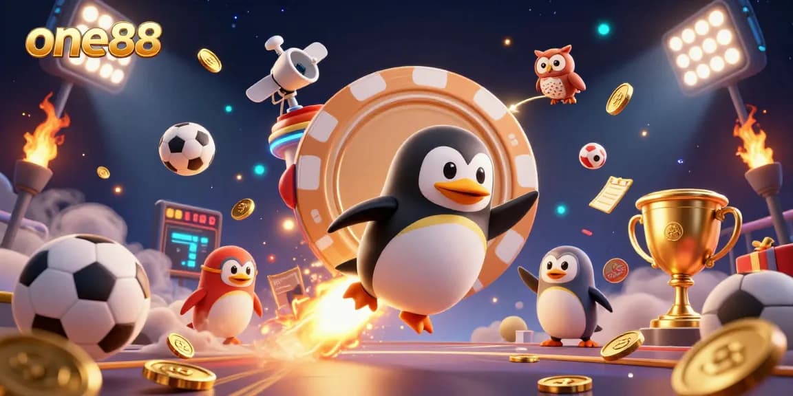 Experience the thrill of winning with one88's exciting casino games in a vibrant 3D illustration.