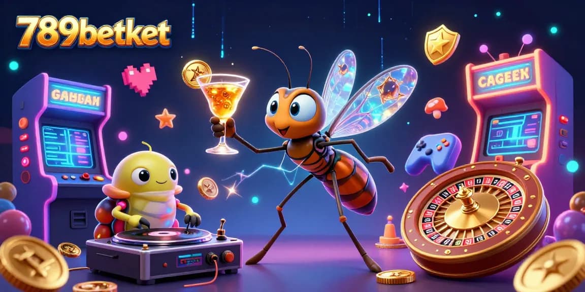 Engage in thrilling gameplay at 789betket with a vibrant animated casino scene featuring unique characters and dynamic game elements.