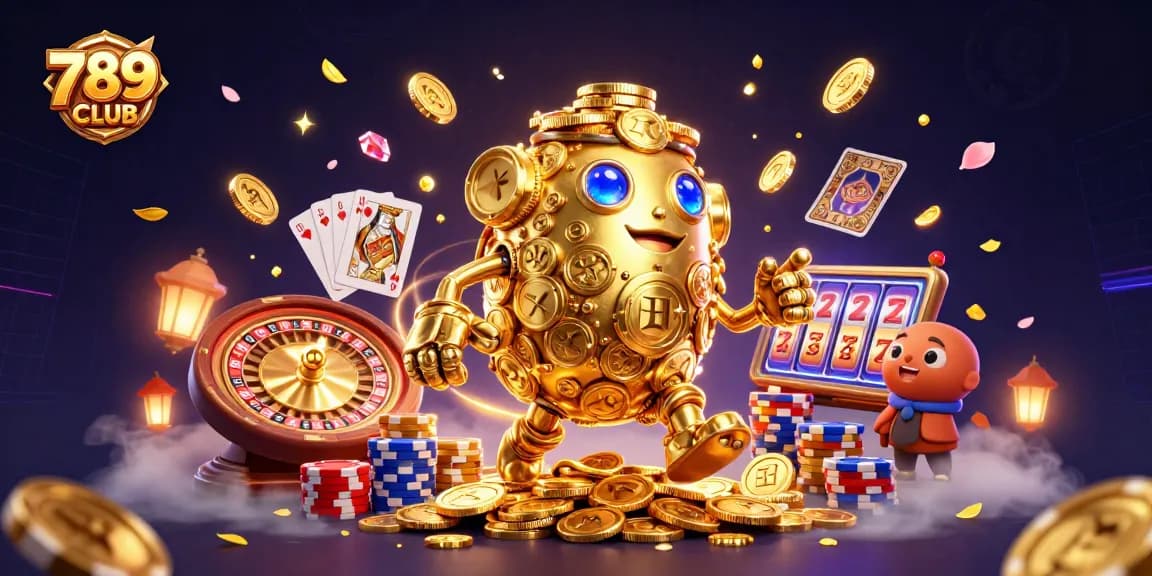 Experience the thrilling excitement of 789CLUB in this vibrant 3D casino illustration.