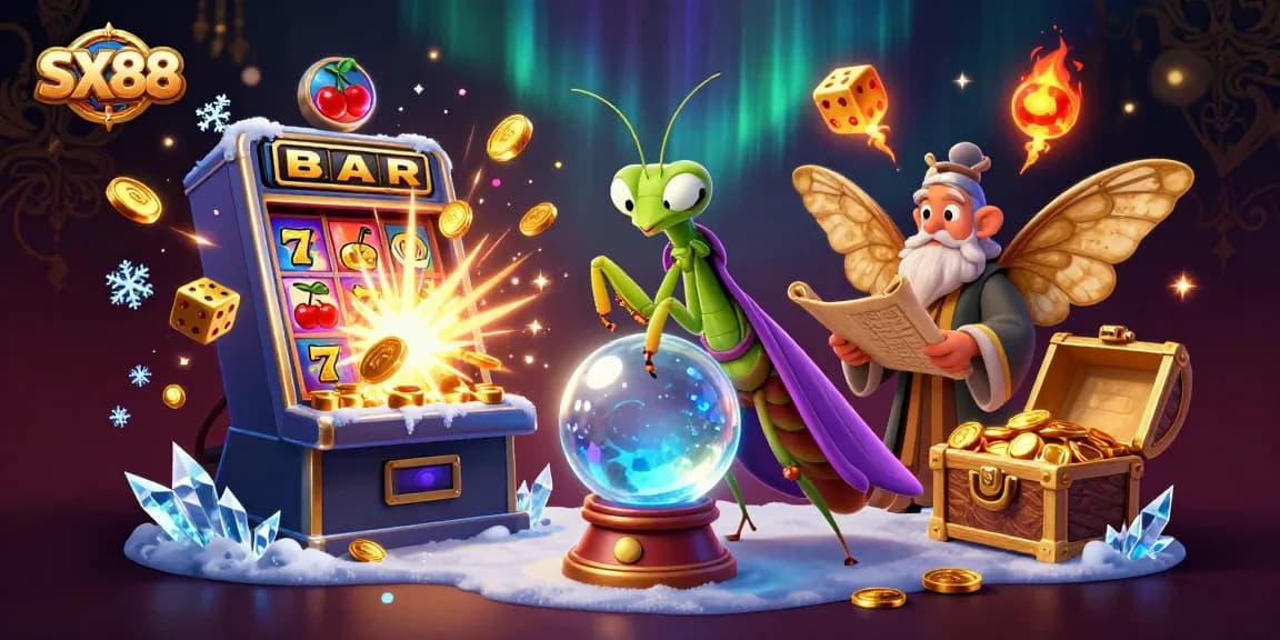 SX88 players experiencing thrilling slots and games with fortune tellers and oracles.