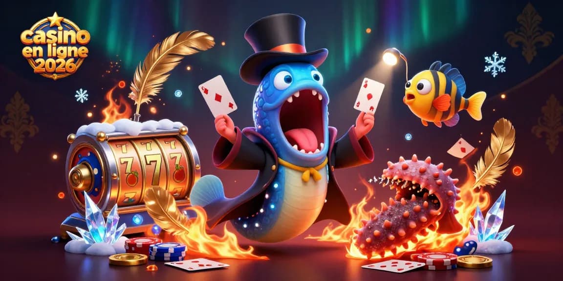 Plongez dans la magie du nouveau casino en ligne 2026 avec cet art captivant, où un poisson-lanterne éclaire un spectacle de cartes.