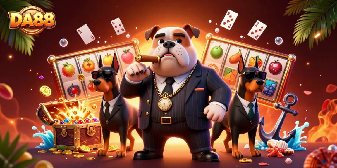 Experience thrilling slot adventures with the DA88 mafia boss and his bodyguards.