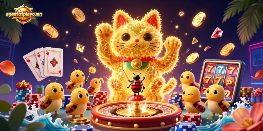 Win big with agentotoplaycuan's vibrant casino-themed illustration showcasing gaming excitement.