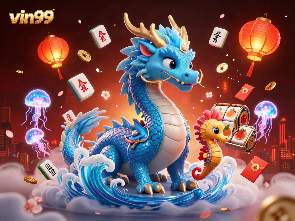 Join the exhilaration of vin99 with vibrant casino dragons and festive elements!