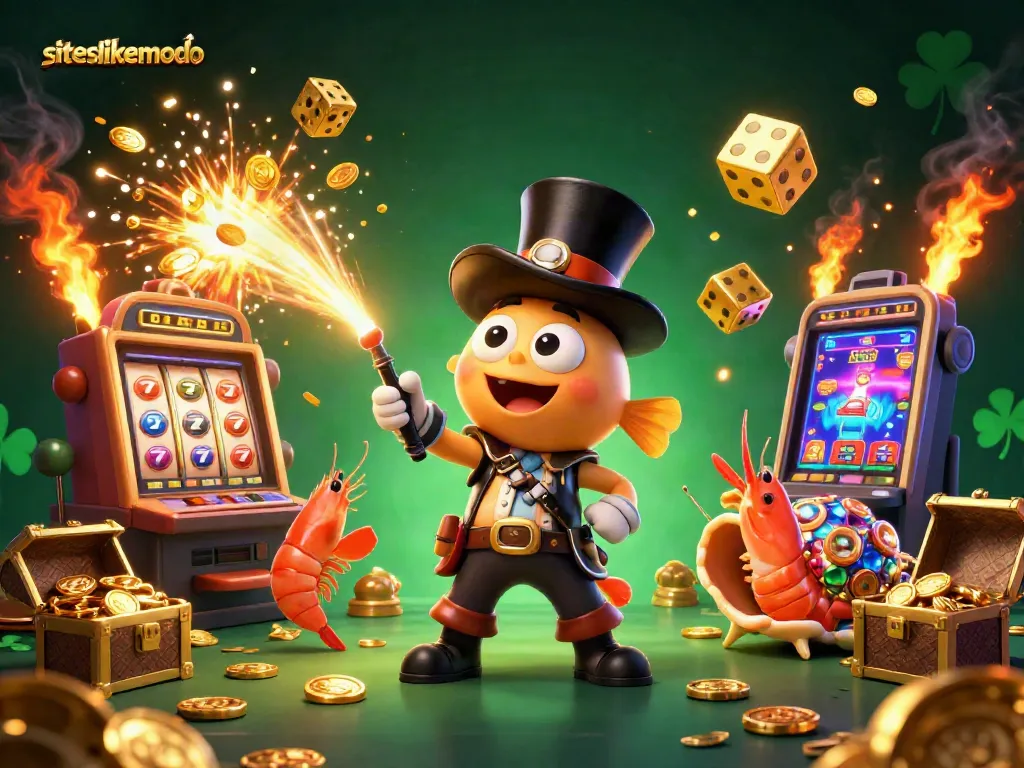Play exciting games at siteslikemodo with a vibrant casino theme featuring glowing golden coins and dynamic characters.