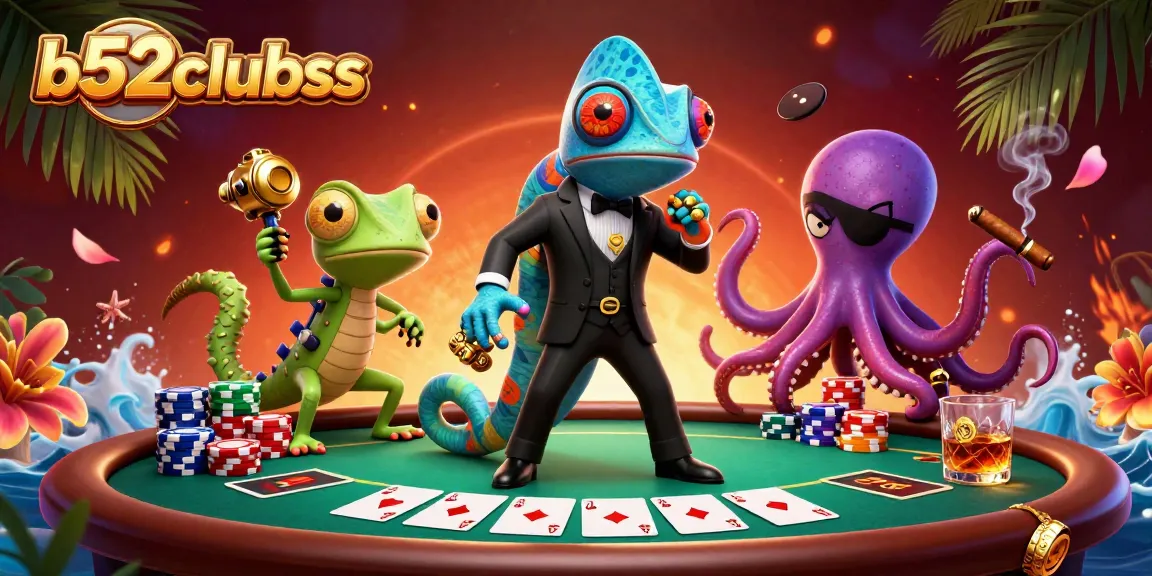 Experience thrilling poker action at b52clubss with unique characters and vibrant casino elements.