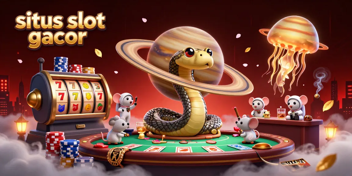 Bet on situs slot gacor with vibrant 3D casino scene featuring eclectic gaming elements.