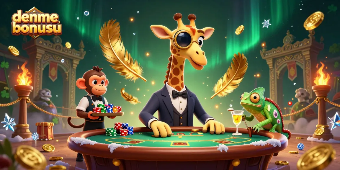 Engage with deneme bonusu offers at a lively casino scene featuring unique 3D characters and dynamic elements.