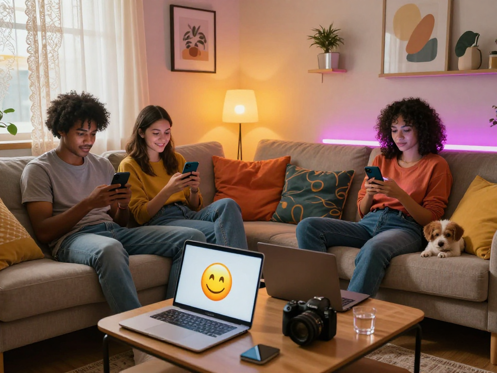 Flirty digital interaction showing couples engaged in ai sexting.