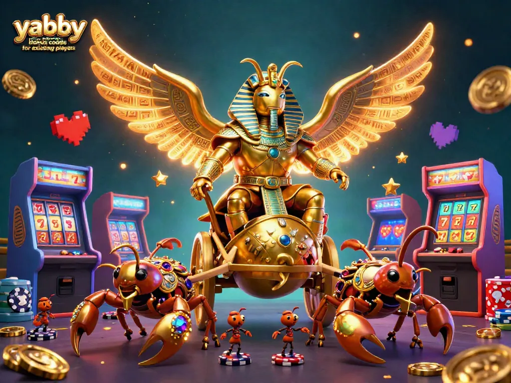 Play with yabby casino bonus codes for existing players in a vibrant 3D casino scene.