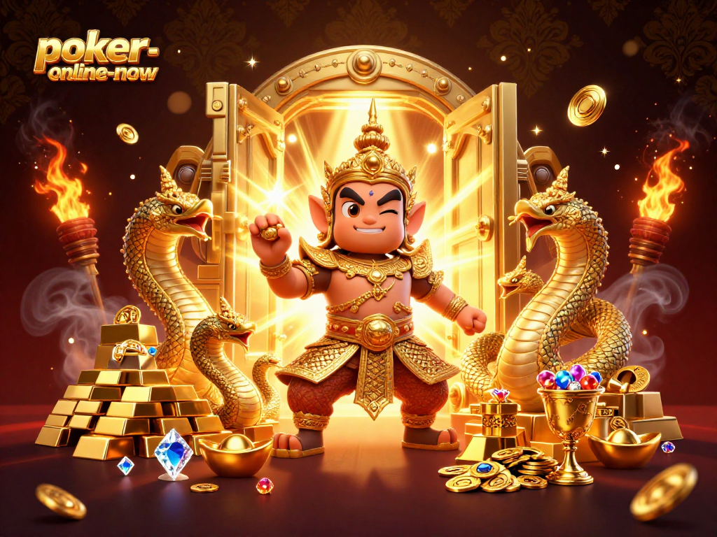 Engage in thrilling action with poker-online-now, featuring 3D characters and dazzling casino treasures.