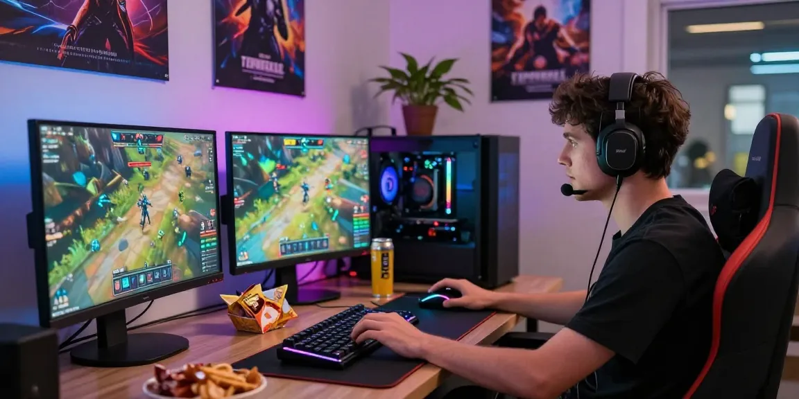 Engaged gamer enjoying mantra88 online games with vibrant graphics and immersive setup.