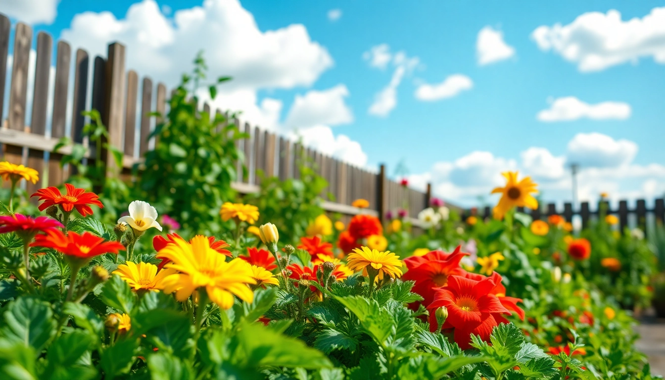 Engaging gardening scene showcasing diverse plants in a vibrant garden.