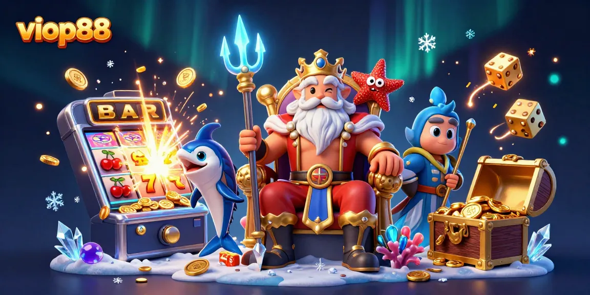 Engage with viop88's vibrant and dynamic casino scene featuring Neptune and gaming winnings.
