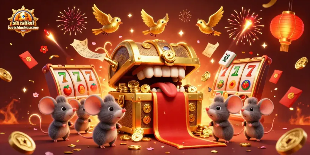 Win big at siteslikelavishluckcasino with vibrant 3D art featuring slots and animated elements.