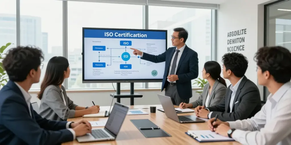 ISO Certification in Pakistan consulting session with professionals discussing standards and strategies.