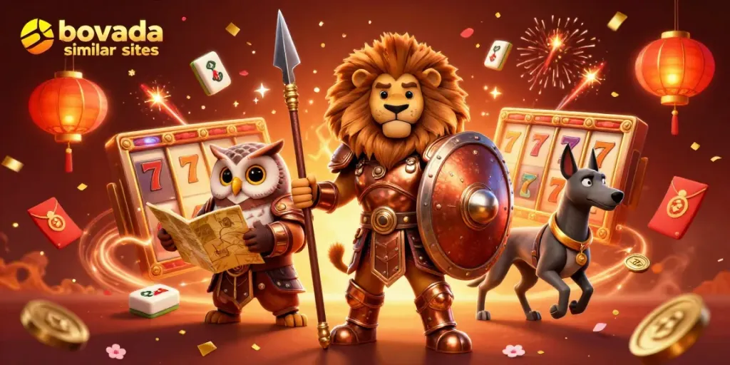 Experience thrilling gameplay at bovada similar sites featuring spinning slot reels and vibrant casino elements.