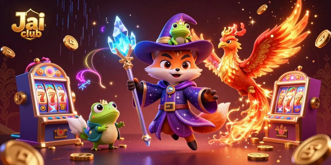 Experience thrilling slots at Jai club with a mystical wizard fox, phoenix, and enchanted frog.