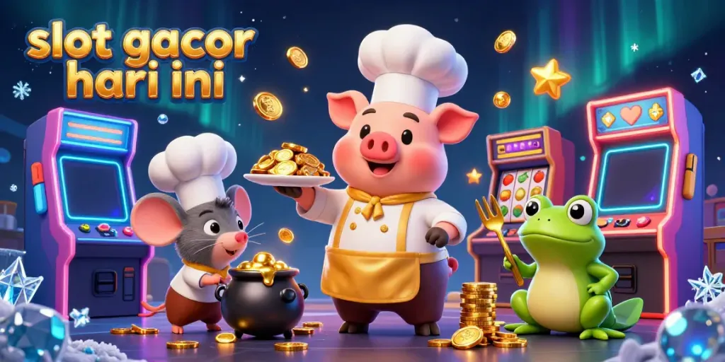 Menangkan slot gacor hari ini dengan pemandangan karakter berwarna-warni dan simbol mesin slot setinggi yang menggiurkan.