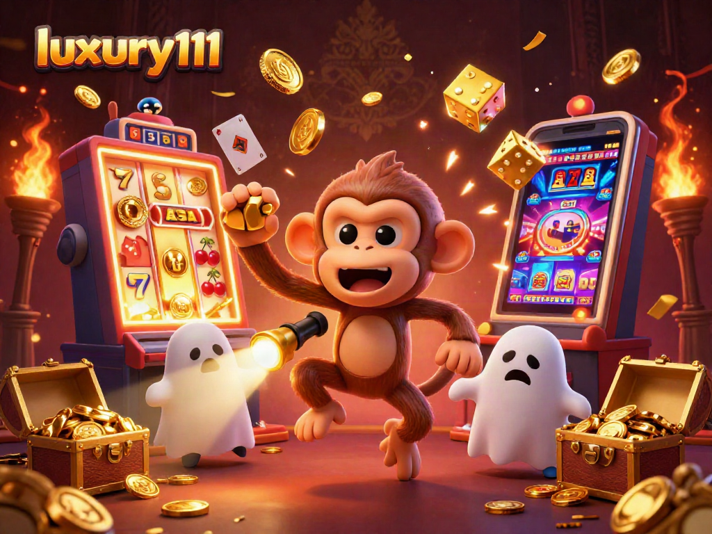 Discover the thrilling atmosphere of luxury111 in a haunted casino with mischievous characters.