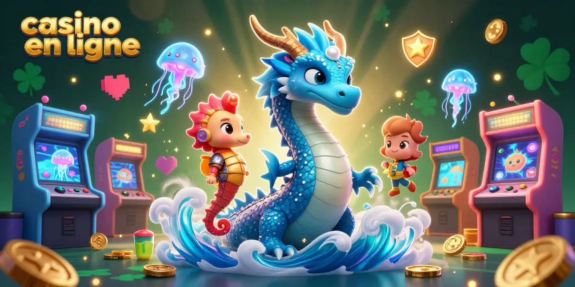 Découvrez le monde fascinant du casino en ligne avec un dragon aquatique et des créatures marines.