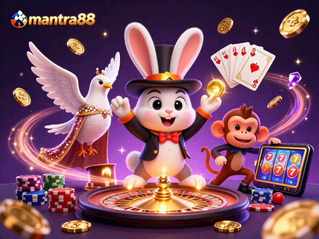 Experience mantra88's thrilling casino adventure with a magician and dynamic gaming elements.