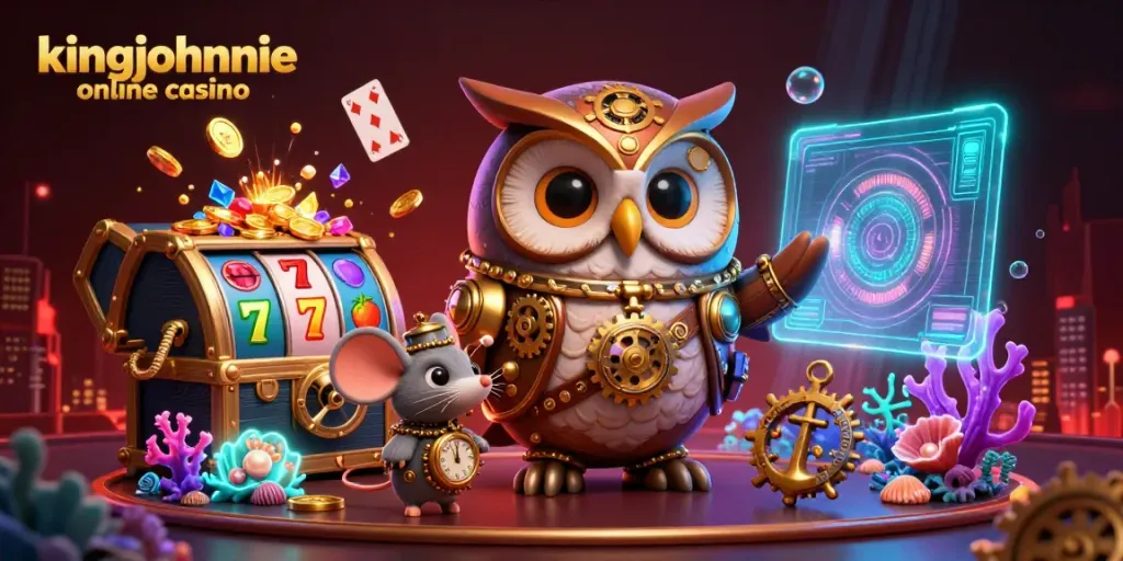 Experience thrilling gaming at kingjohnnie online casino with vibrant slot reels and treasure-filled imagery.