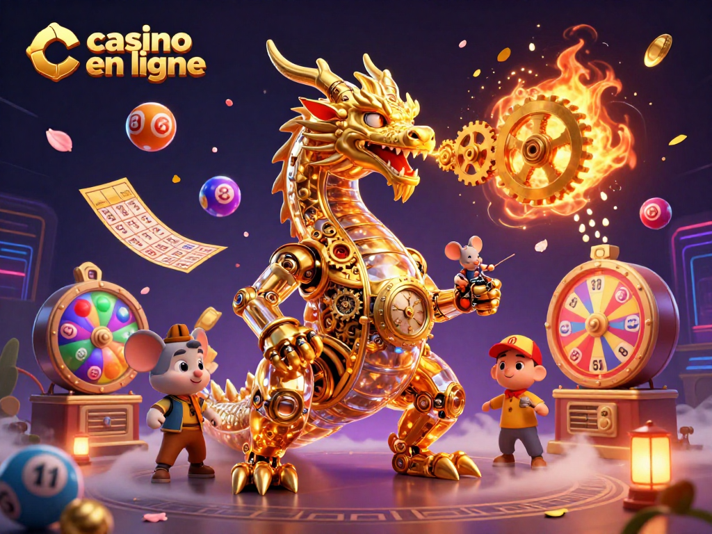 Actionner des jeux dans un casino en ligne avec des éléments de loterie colorés.