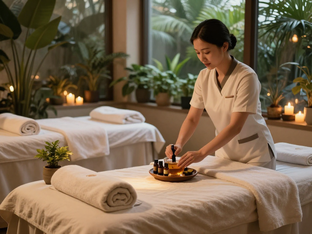 Experience premium relaxation at Balanced Massage's spa with mantra88 aromatherapy treatments and tranquil ambiance.