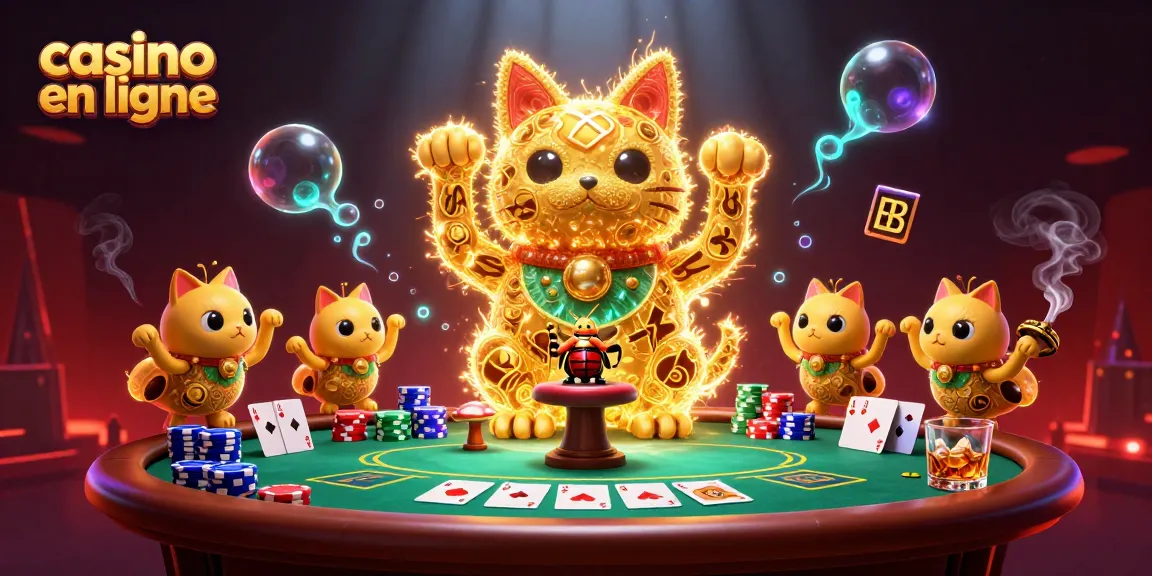 Jouez à casino en ligne avec une illustration colorée de lucioles dorées.