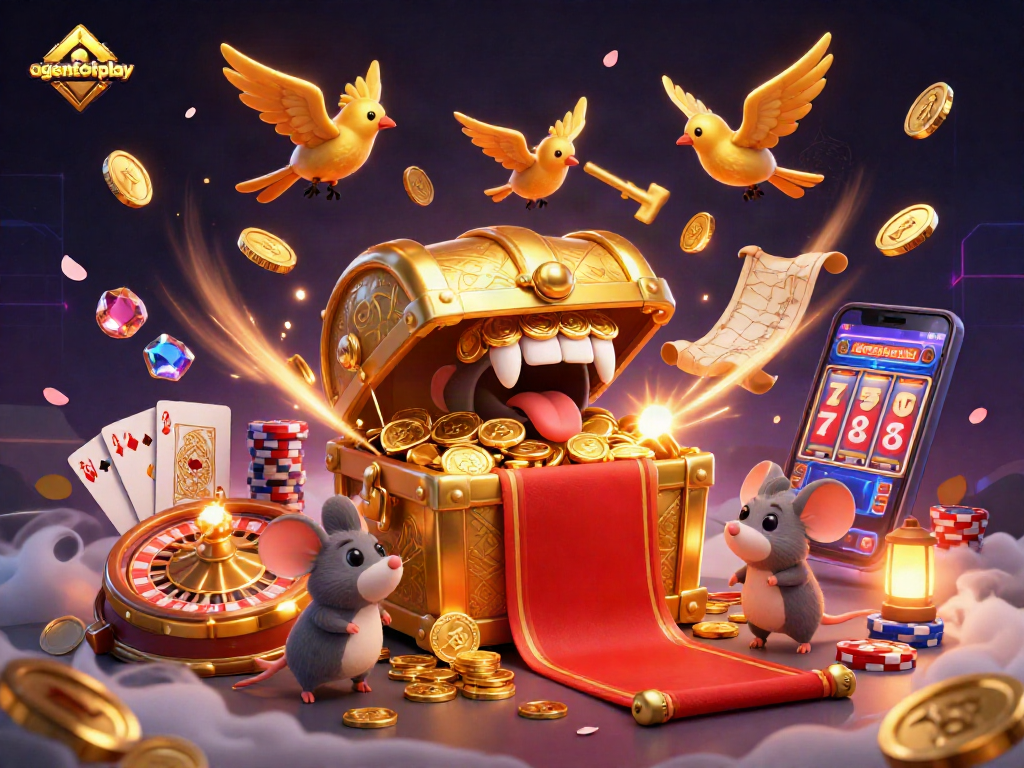 Menang dengan agentotoplay sambil mengeksplorasi kekayaan kasino dalam ilustrasi yang penuh warna.
