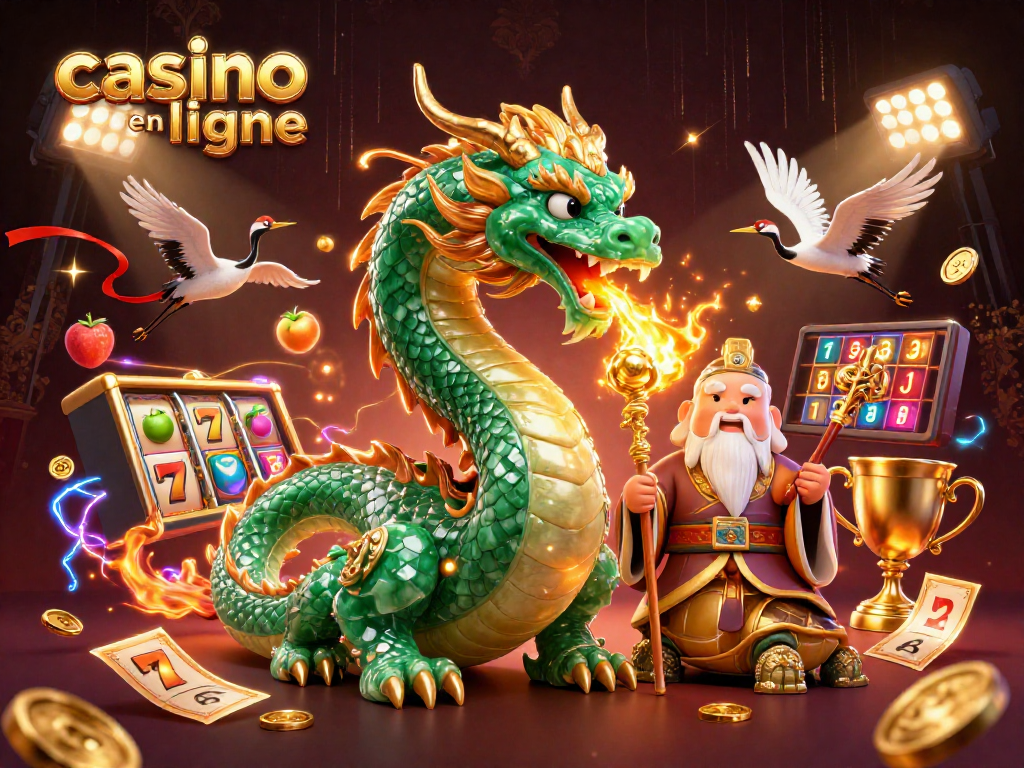 Jouez sur des casinos en ligne avec des lancers chanceux et un dragon jade protecteur.