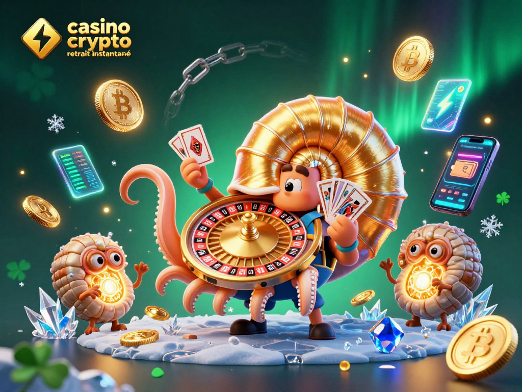 Effectuez rapidement un retrait sur un casino crypto retrait instantané grâce au nautilus géant et aux pièces de crypto-monnaie scintillantes.