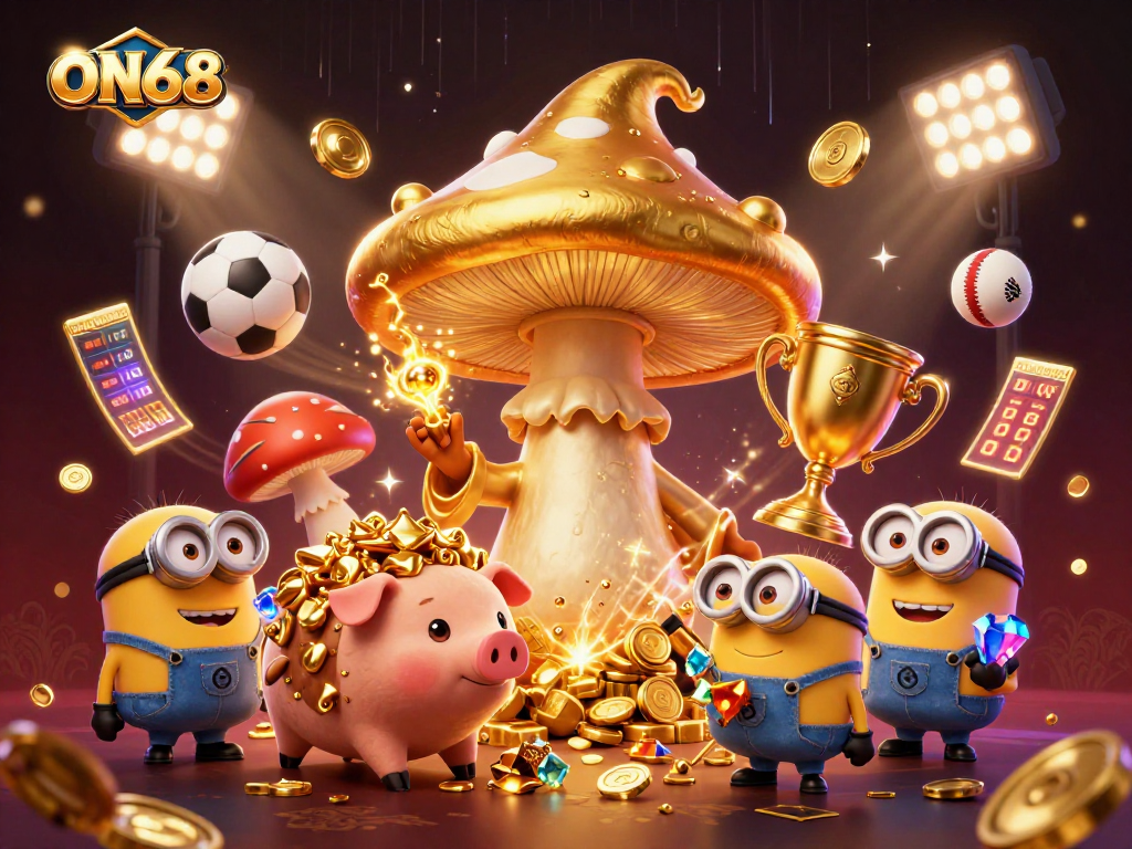 Experience thrilling adventures with ON68’s magical golden mushroom wizard as casino treasures abound.