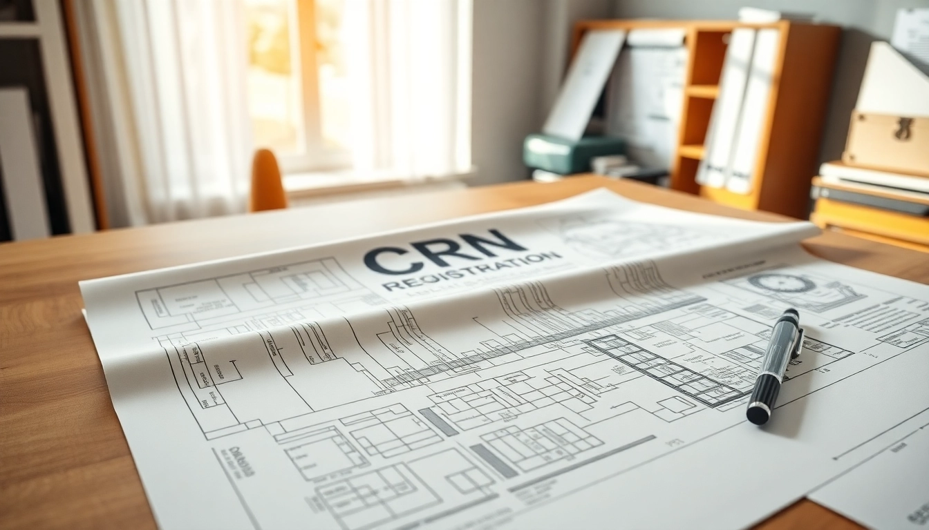 Learn about CRN Registration with detailed engineering documents spread across a desk.