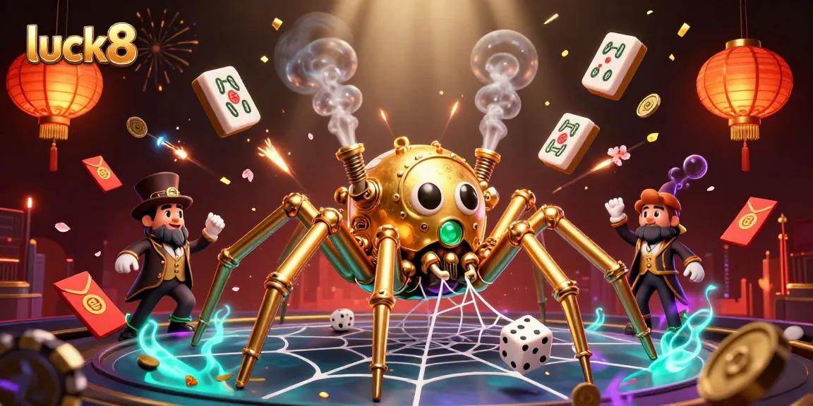 Experience the thrill of gaming with luck8 as a steampunk spider weaves a web of fortune.