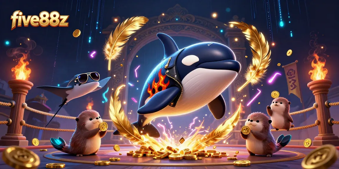 Experience thrilling gaming action with five88z in this vibrant 3D casino scene