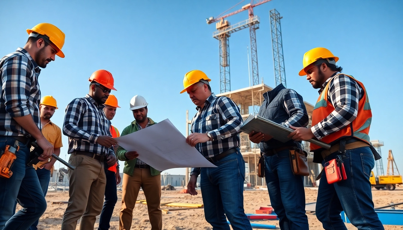 Engaging scene of construction workers representing the construction association laredo texas collaborating on-site.