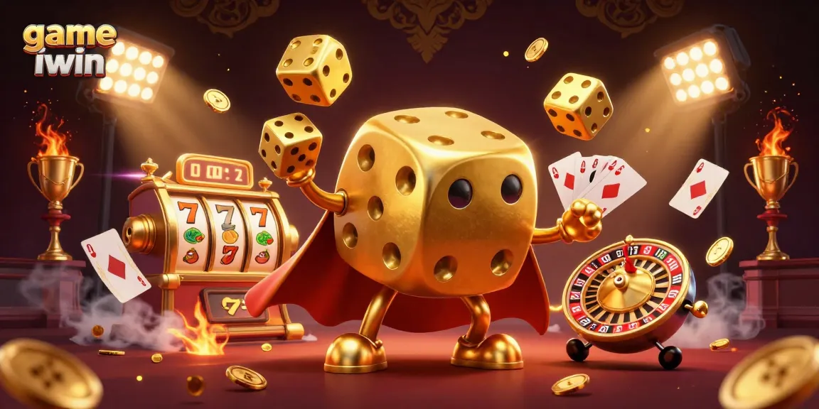 Play the engaging game iwin with a vibrant, dynamic casino-themed illustration.
