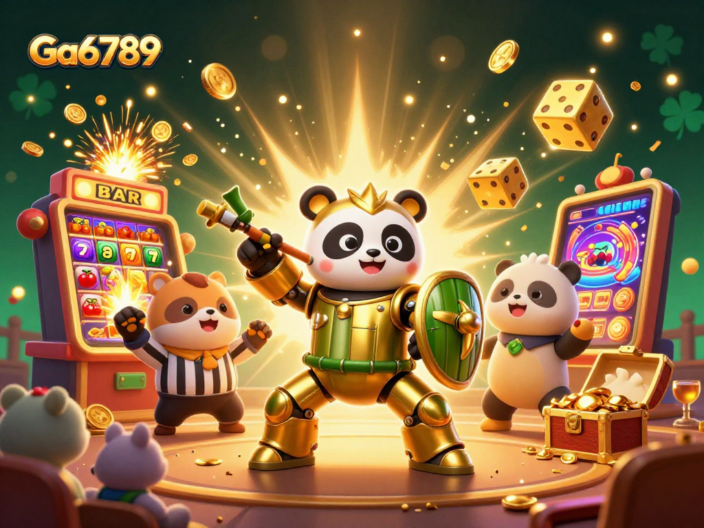 Experience thrilling excitement at Ga6789 with a vibrant slot machine jackpot and animated characters.