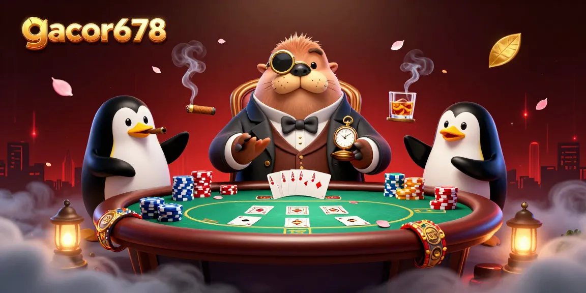 Engage in poker with gacor678 at an underwater casino featuring a walrus, penguin dealer, and a bluffing pufferfish.