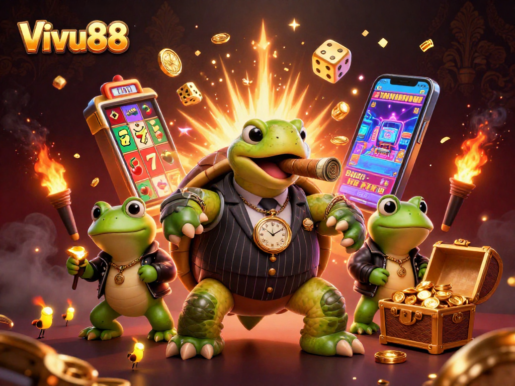 Engage in thrilling gameplay at Vivu88 with dynamic elements depicting a lavish online casino scene.
