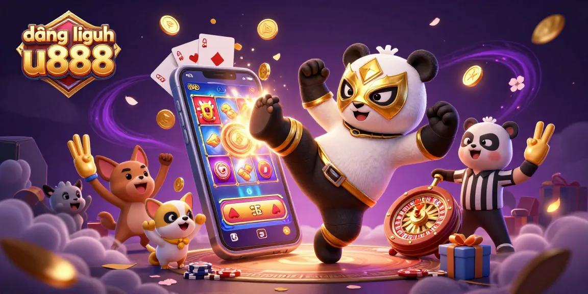 Engage in the excitement of đăng nhập u888 with vibrant slots and dynamic gameplay illustrated in this immersive graphic.