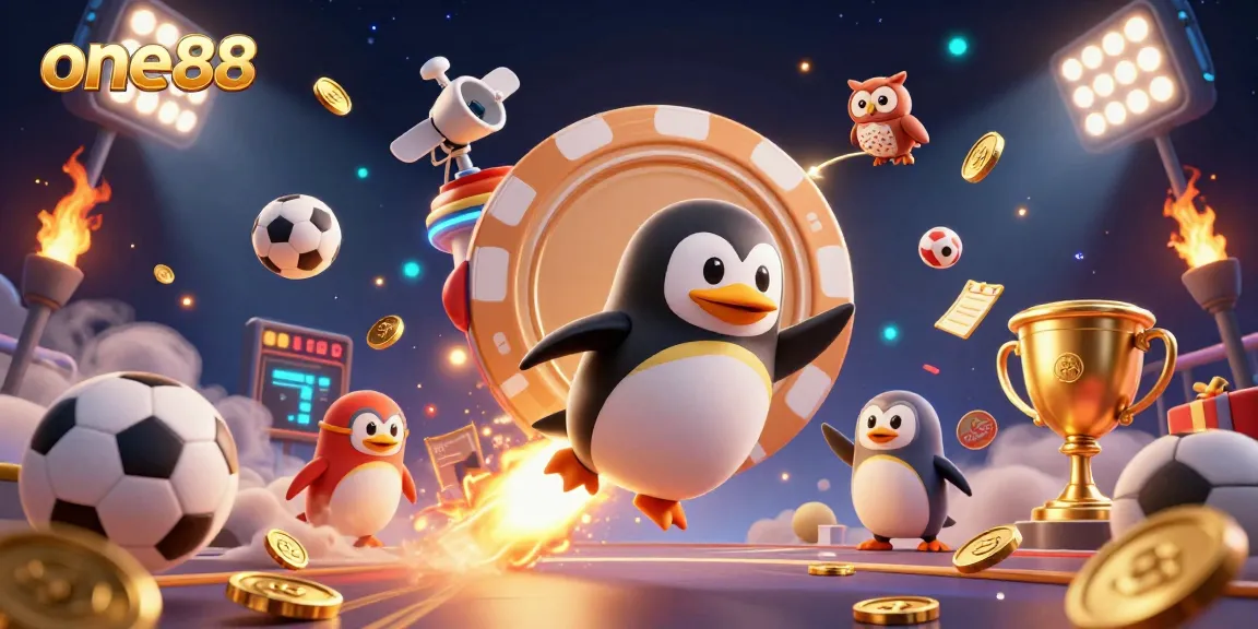 Experience the thrill of winning with one88's exciting casino games in a vibrant 3D illustration.